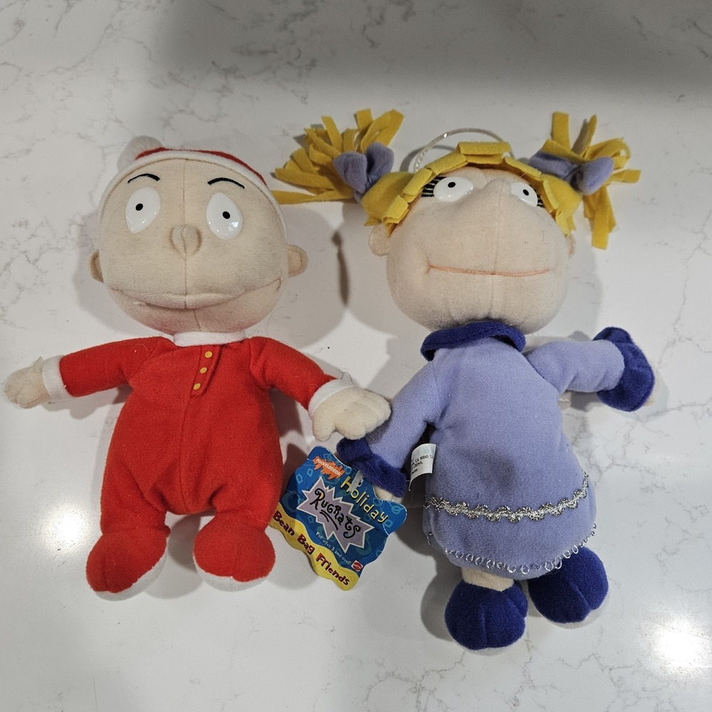 Mattel Rugrats Holiday Bean Bag Plush Tommy & Angelica Pickles 1997